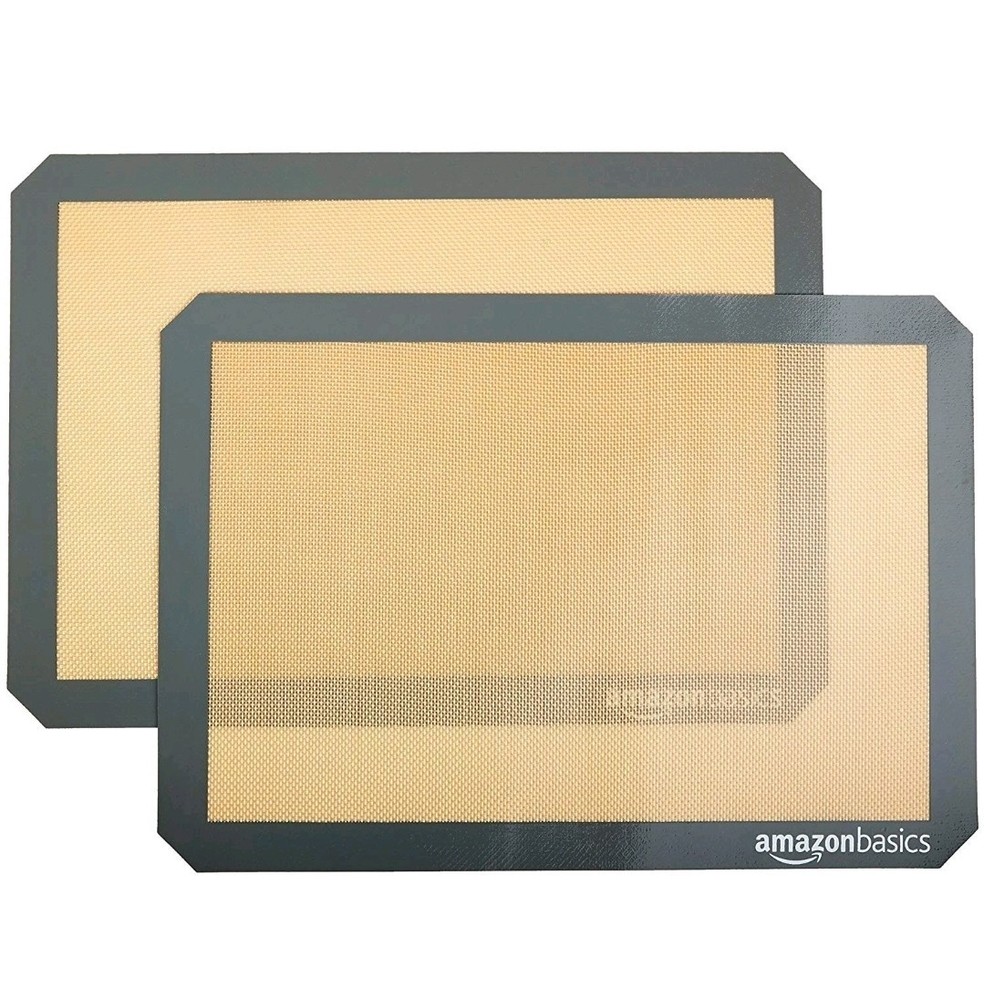 Amazon Basics Silicone Rectangular Baking Mat 2 Pack Beige/Gray