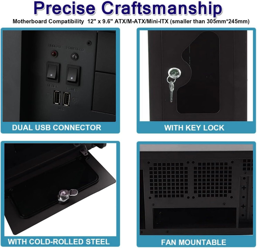 Lockable 4U Server Cabinet Case - Rackmount Chassis with 7 PCI Slots