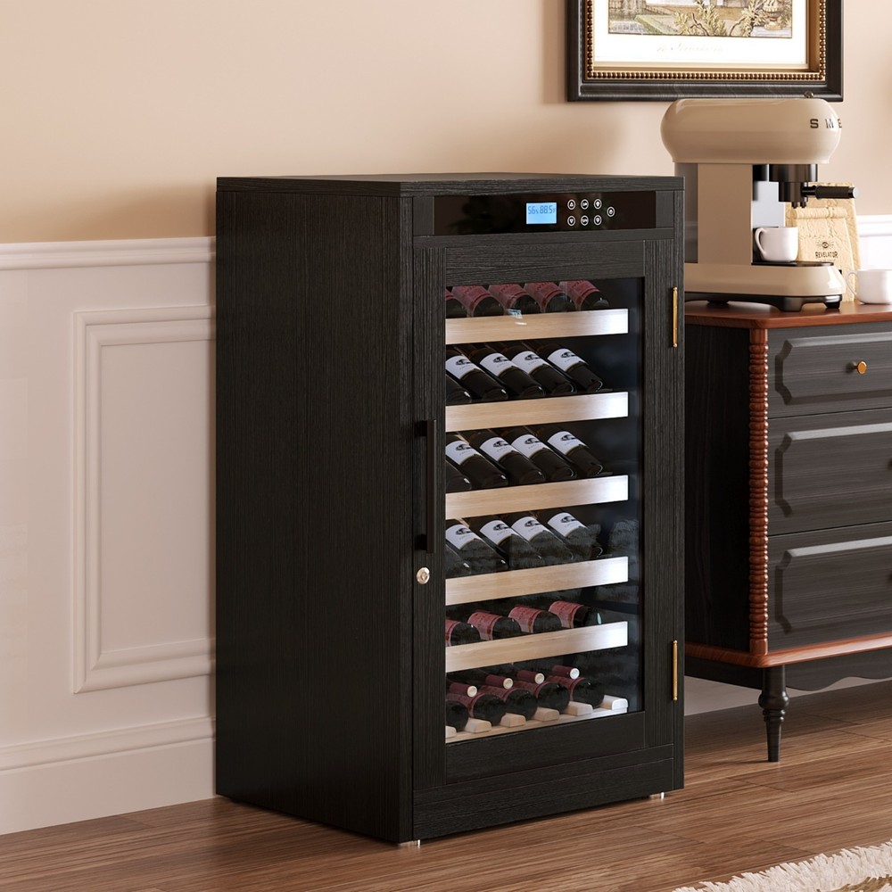 7.6 ft3 LED Touch Screen Display Constant Temperature Black Grape Wine Cooler