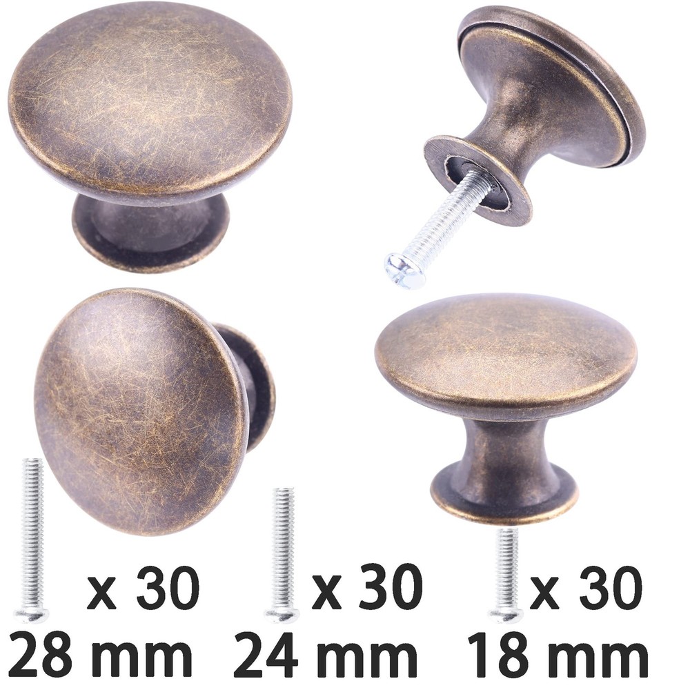 30 Pack Delicate Design Round Antique Kitchen Cabinet Knobs Cupboard Door Kno...