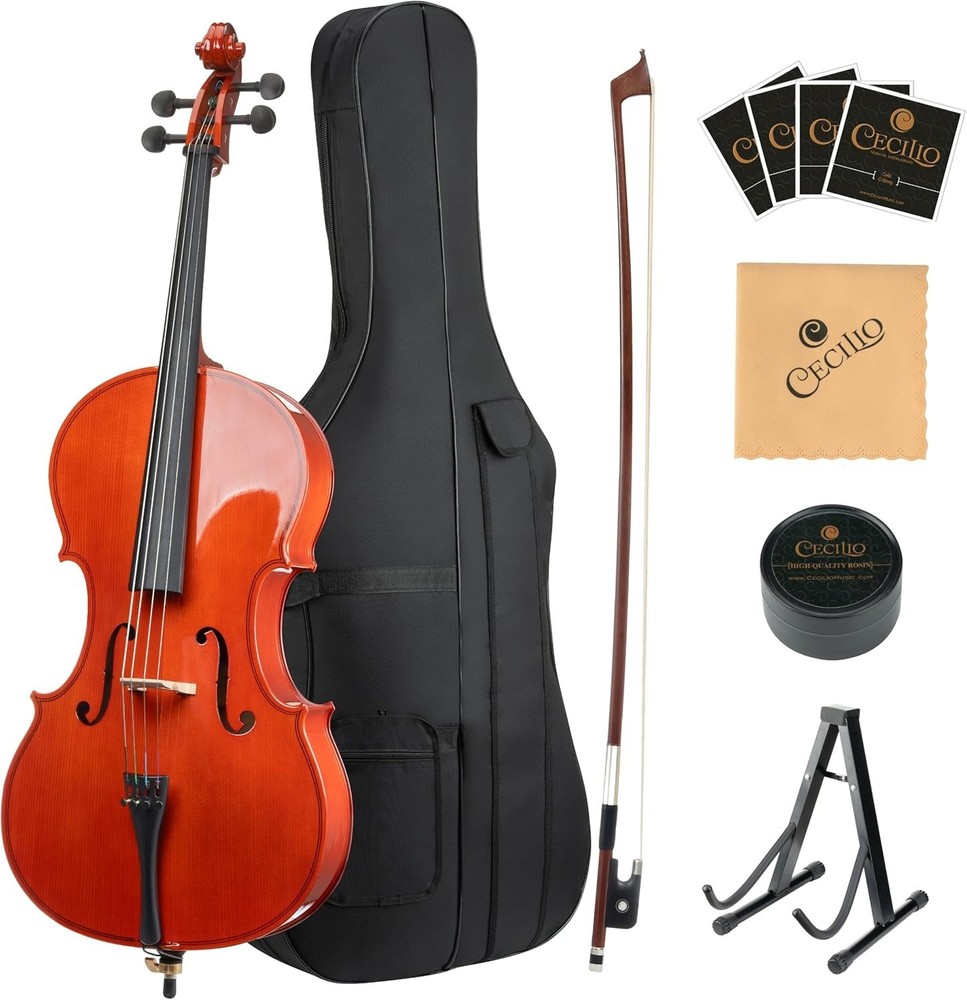 Elegant 4/4 Full Size Beginner Cello Set with Accessories - Effortless Learning