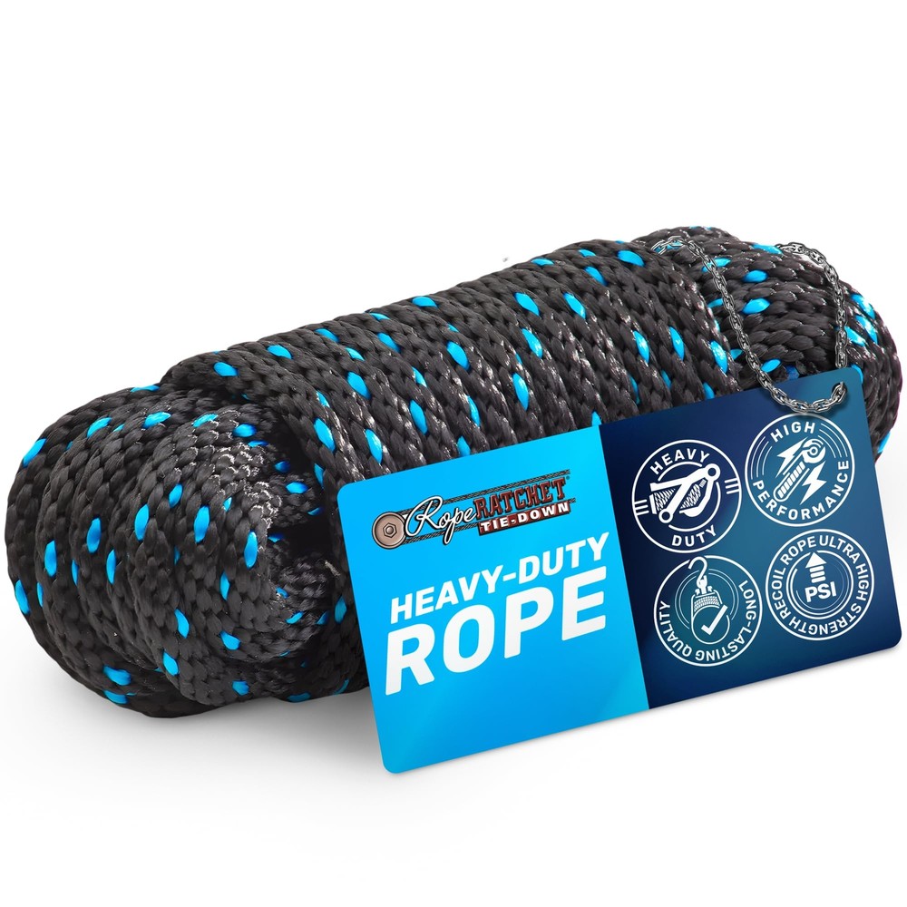 3/8" 50 ft Solid Braided Polypropylene Rope, Heavy Duty, Weatherproof Utility Co