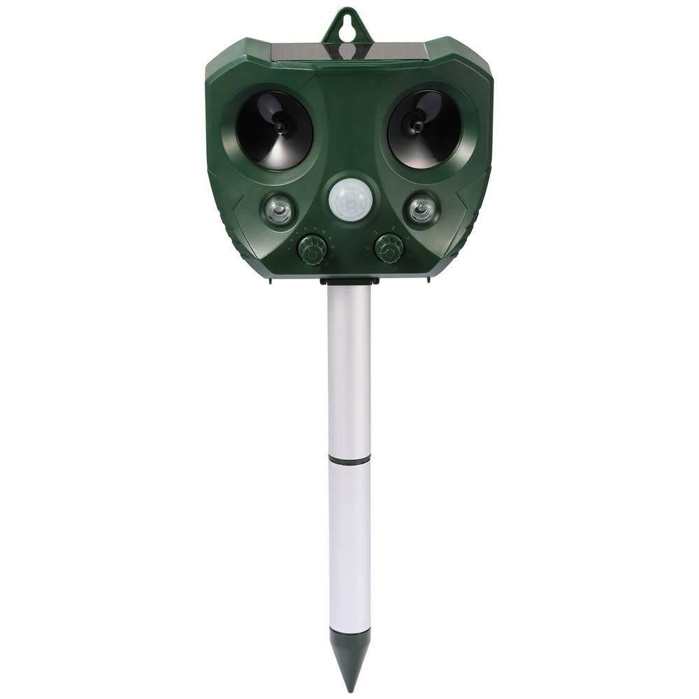 2Pack Solar 360°Ultrasonic Animal Repeller with Motion Sensor &Flashing Light