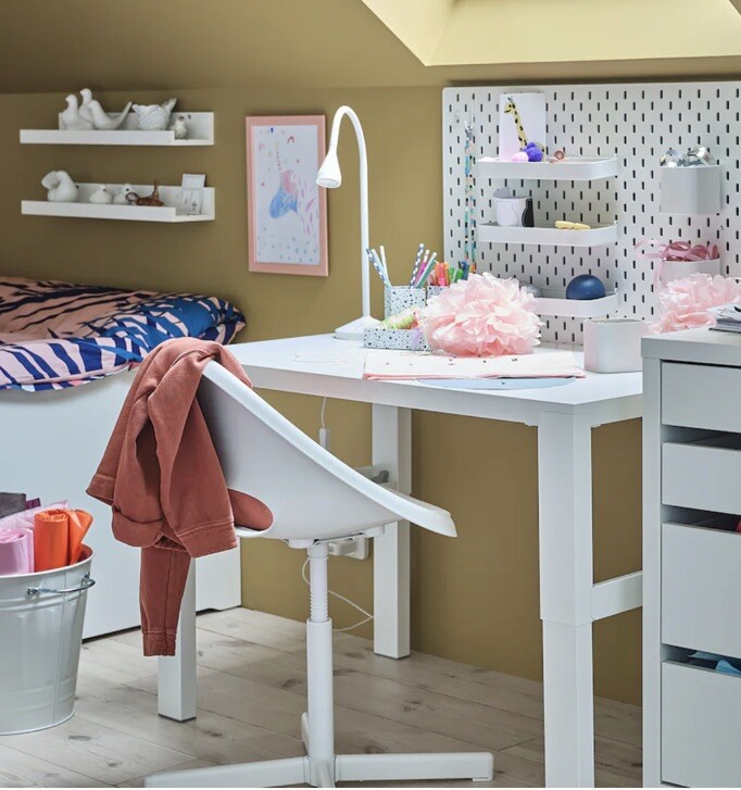 Children's desk chair, white