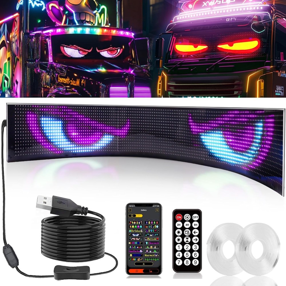 70”x7.6” Devil Eyes LED Display Light APP Control Flexible Programmable Screen