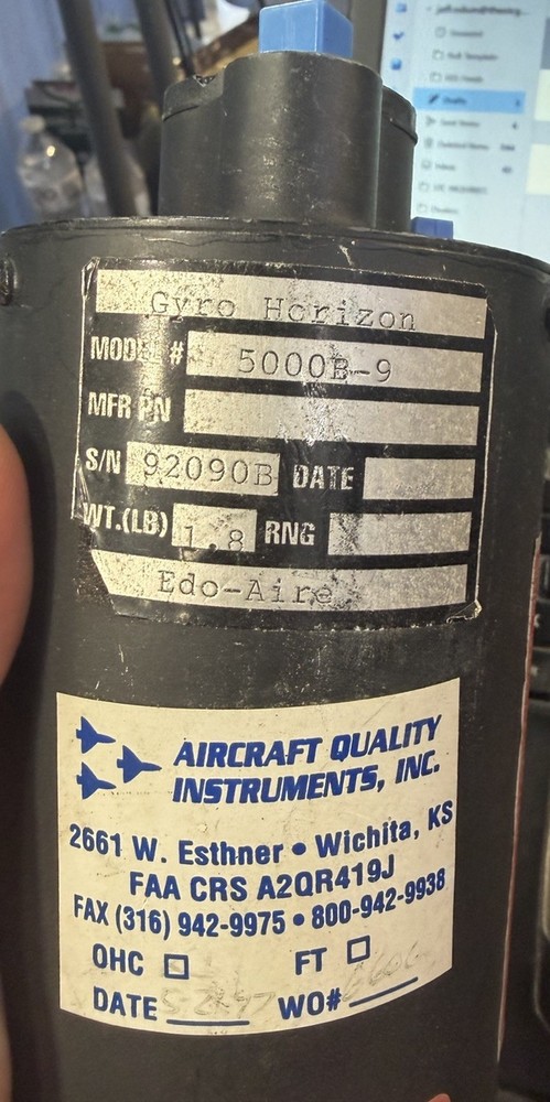 Edo-Aire Mitchell Attitude Indicator 5000B-9 - Broken glass