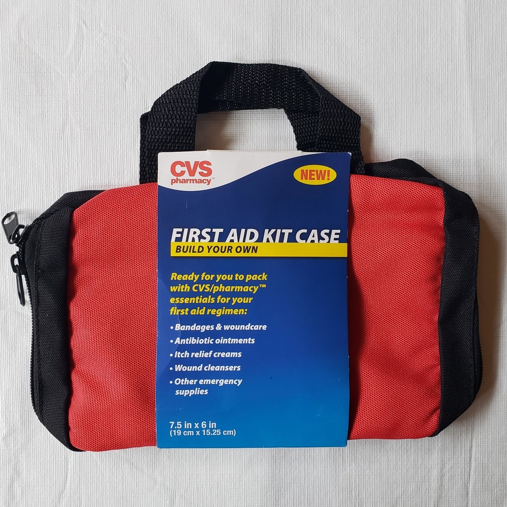 CVS First Aid Kit Case Red Empty Case 7.5 x 6 Inches