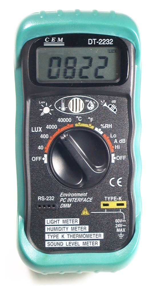 CEM DT-2232 Digital Thermometer Light Humidity Sound Meter w/ Computer Interface