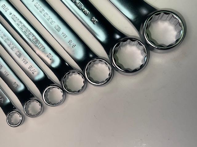 NEW Facom 7pc Set 10° Offset Stubby THIN WALL Box End SAE Wrench Set 1/4-13/16"