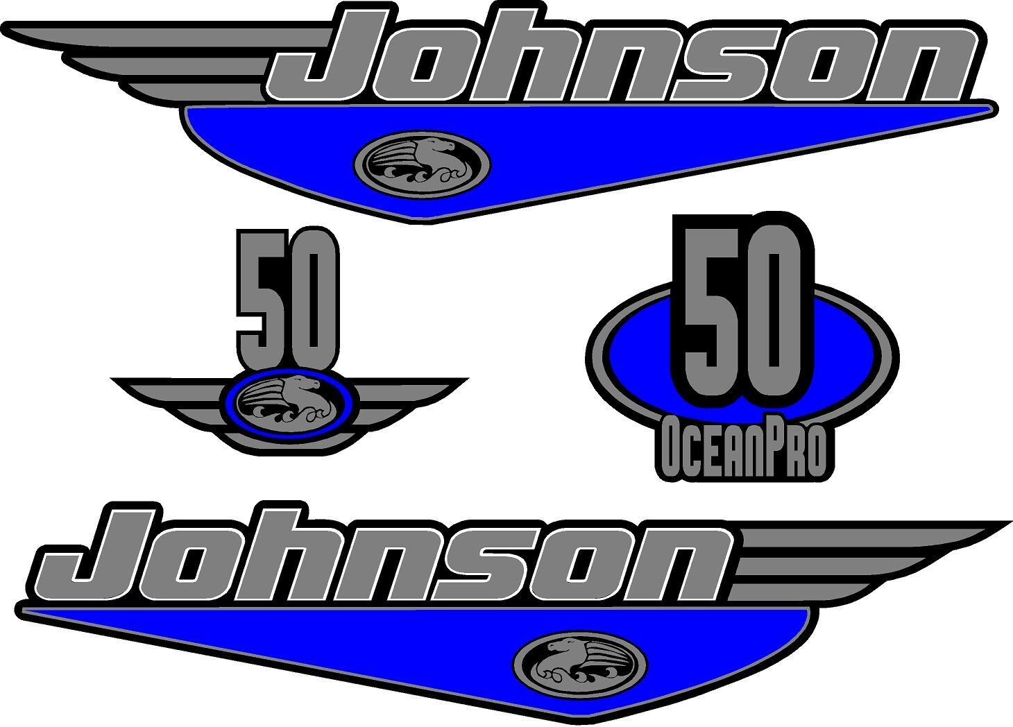 Johnson 50HP Oceanpro Outboard Boat Motor Decal Kit Cowling Engine