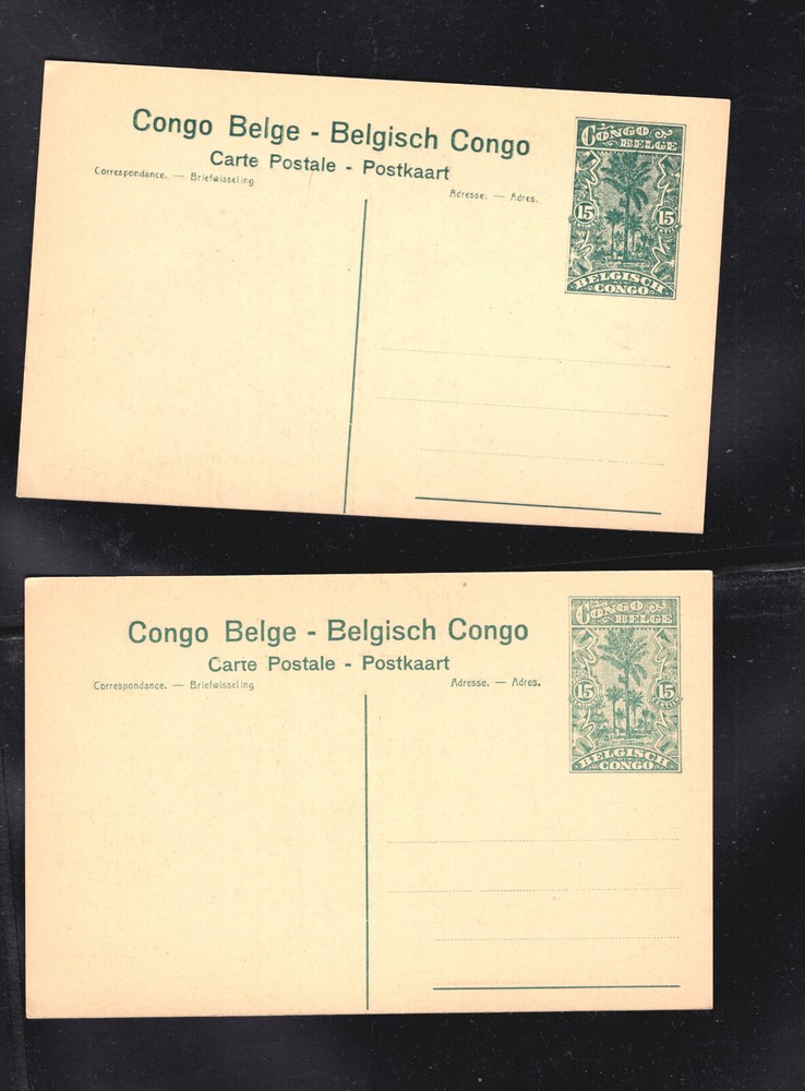 Belgium  Congo  2 postal  cards   unused