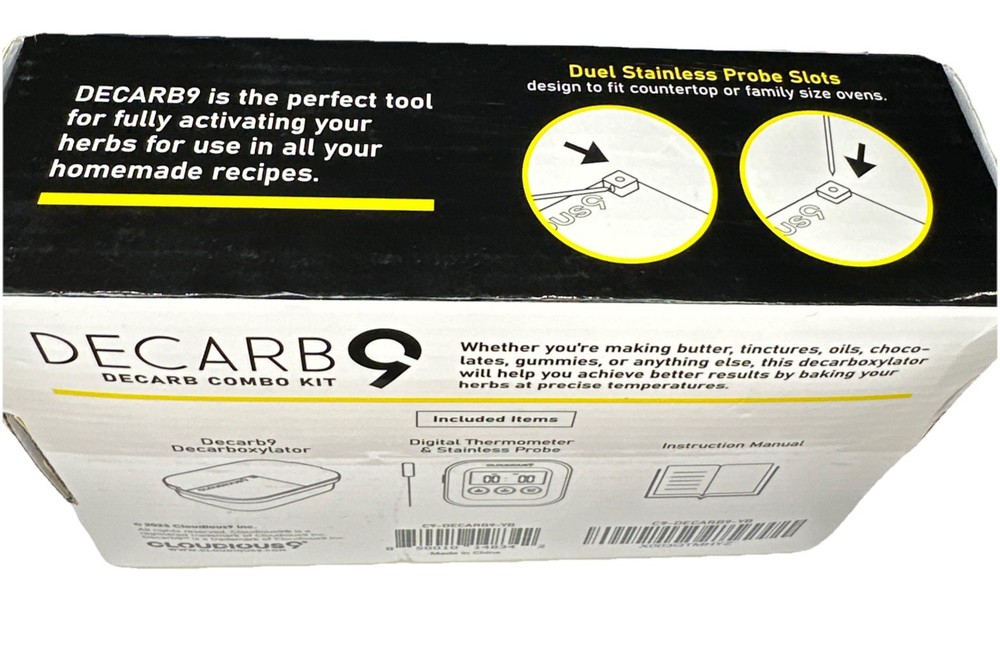 Decarb9 Decarboxylator Box with Digital Thermometer Kit for Baking Herb Precise
