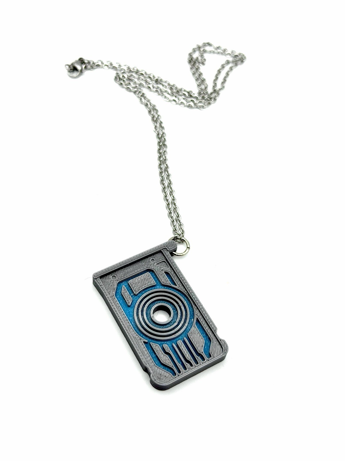 3D Printed Tron Inspired Memory Chip Necklace Blue Sci-Fi Cosplay Costume Access