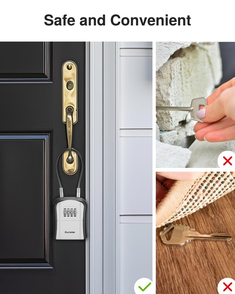 Lock Box, Portable Key Lock Box with Removable Cable Handle, Resettabl...