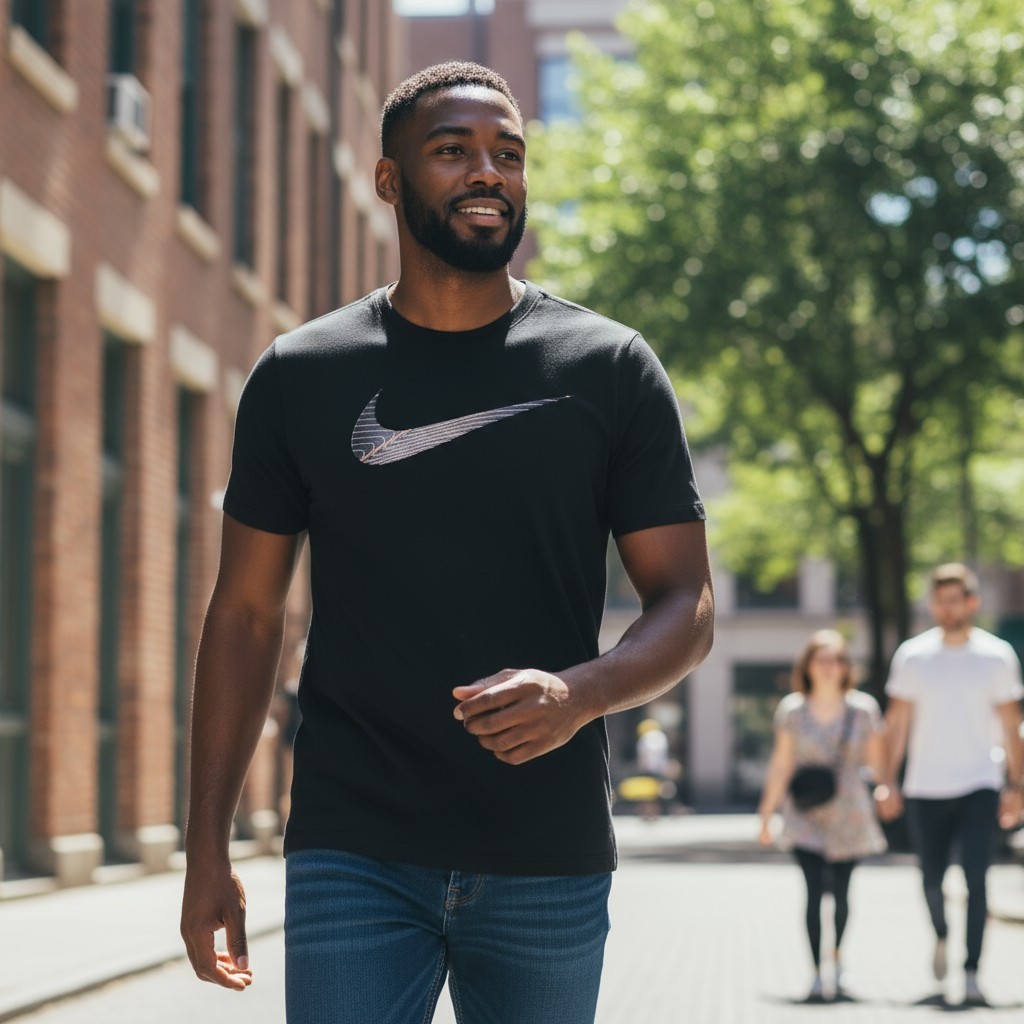 Nike Dri-FIT Fitness Tee T-Shirt FJ2464-010 Swoosh Gold Men's Black NWT