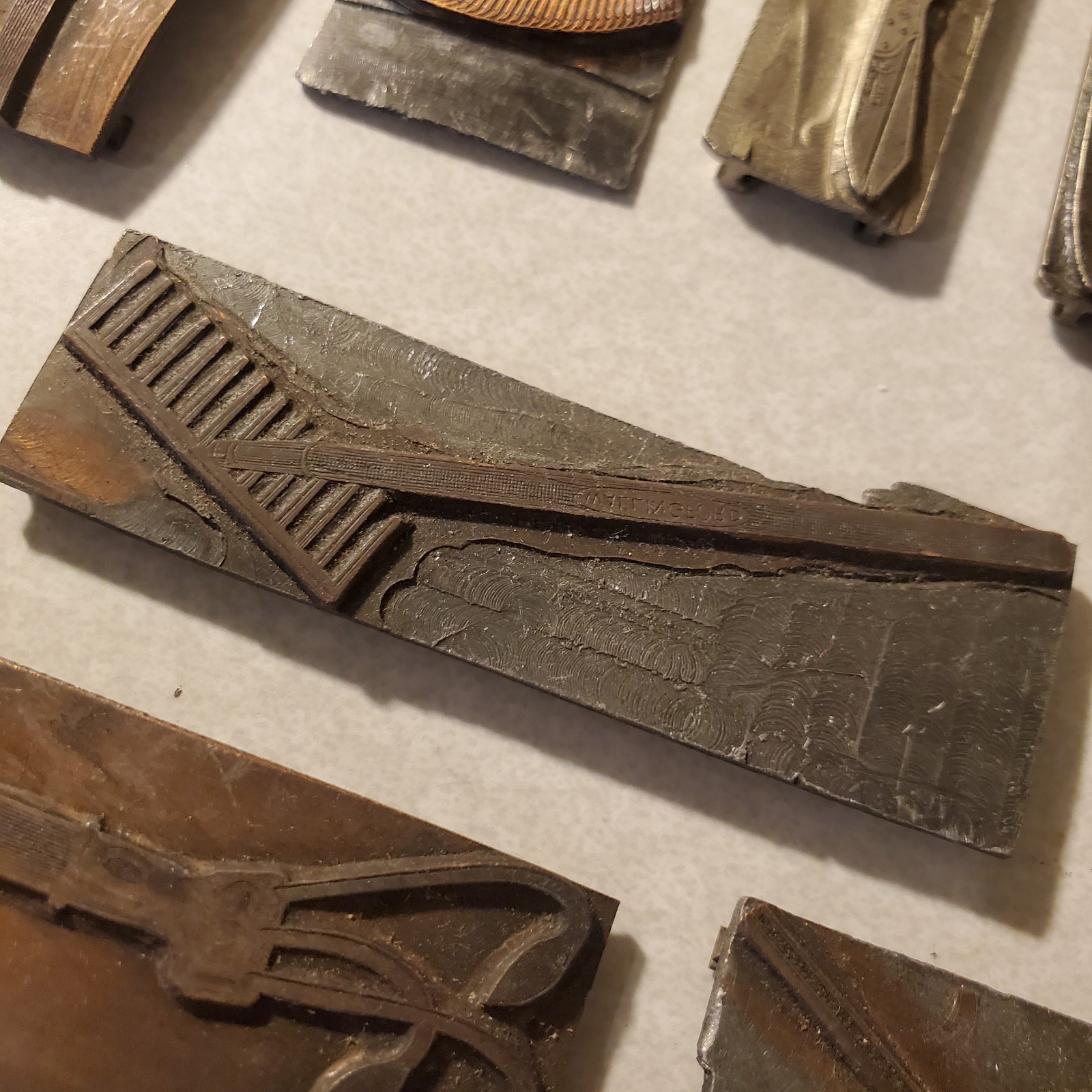 Vintage Letterpress Printing Blocks Gardening Tools