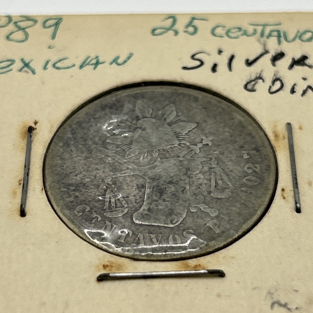 1889 MEXICAN 25 CENTAVOS SILVER COIN