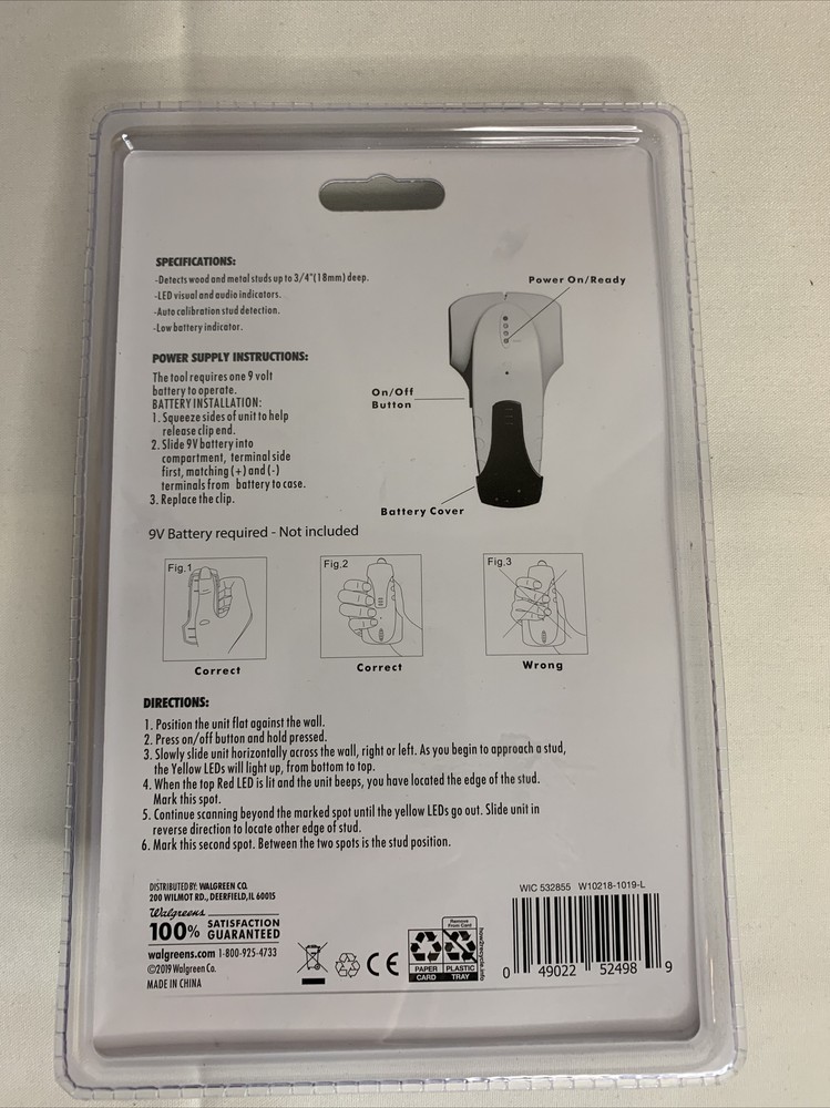 New Compact Stud Finder LED, Audio, & Low Battery Indicator