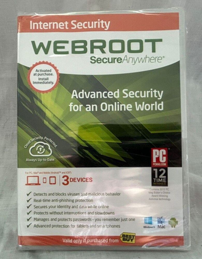 Webroot Secure Anywhere Internet Security 3 Devices for PC/MAC/Mobile