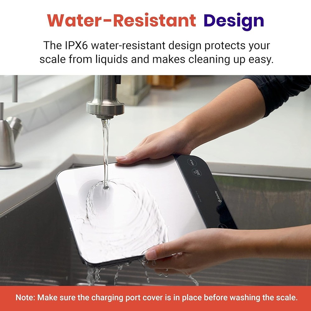 USB Rechargeable Kitchen Scale - Precise Grams/Ounces, Waterproof Design