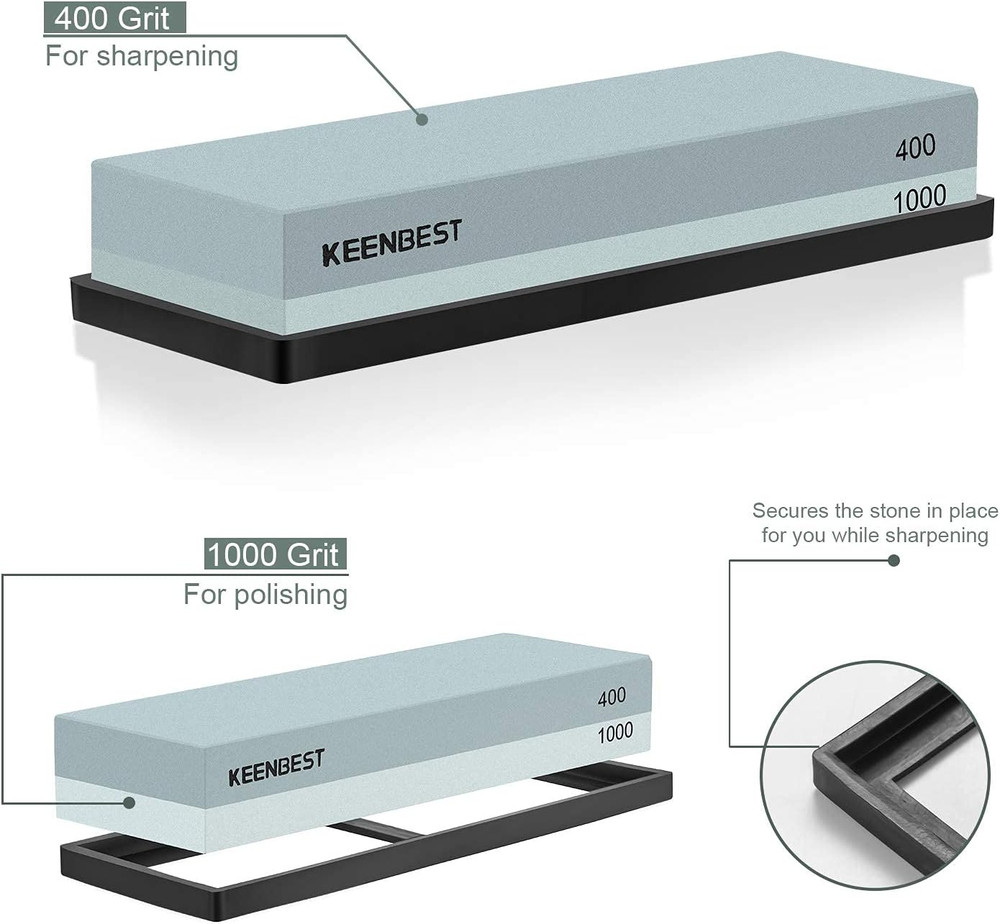 Actual Grit Premium Material Sharpening Stone 2 Side 400 1000 Whetstone Set