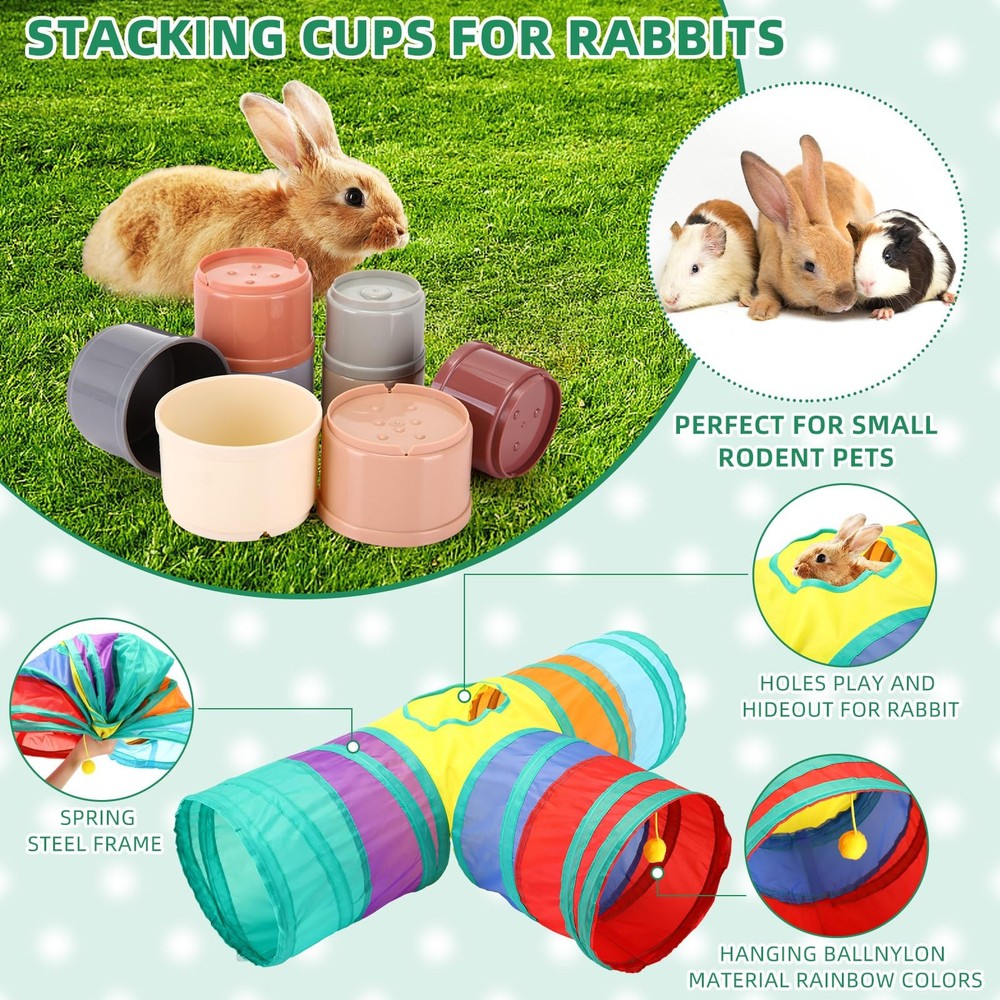34 Pcs Rabbit Starter Kit Rabbit Litter Box Small Animal Water Bottle Stackin...