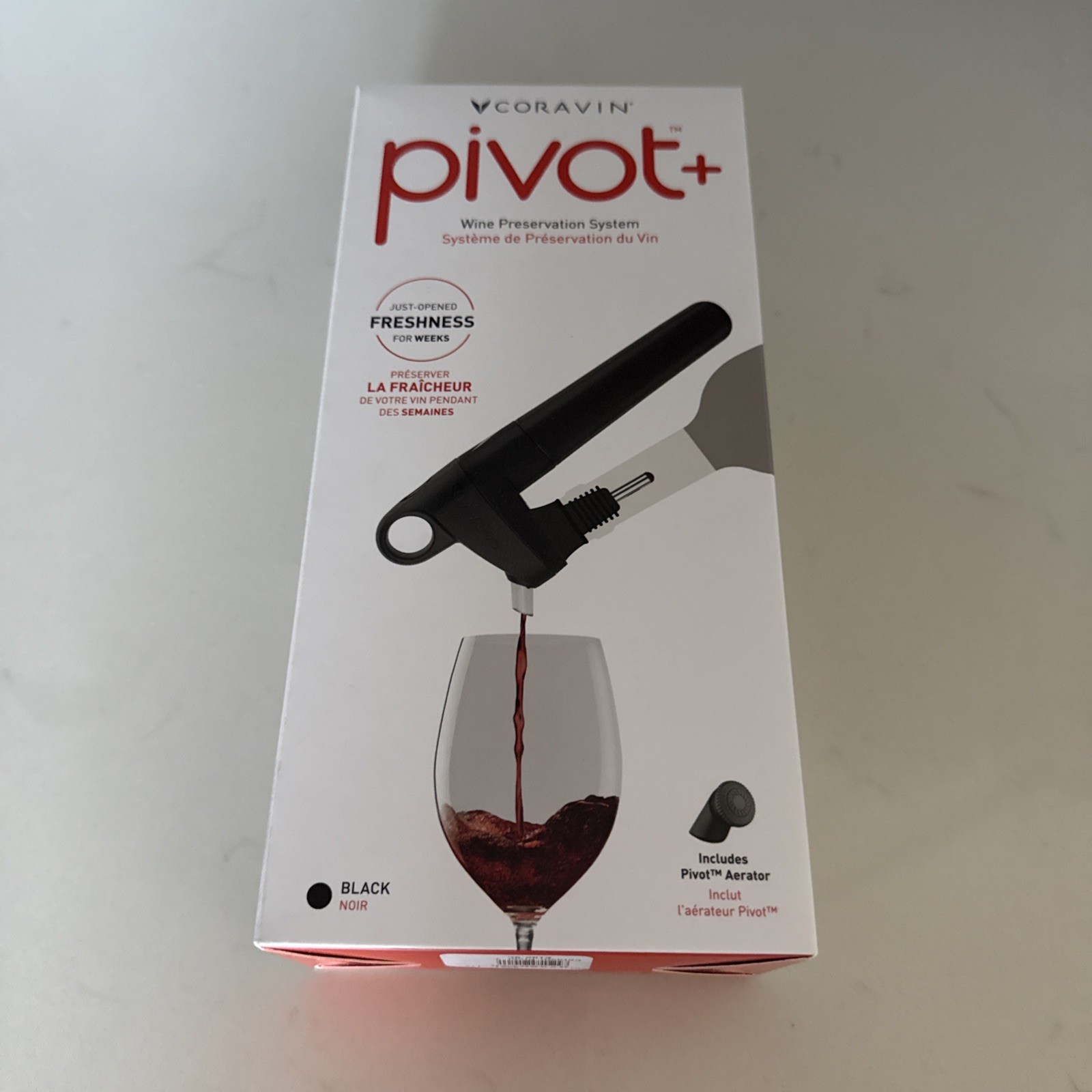 Coravin Pivot+ Wine Preservation System w/ Aerator Black BRAND NEW IN BOX 112313