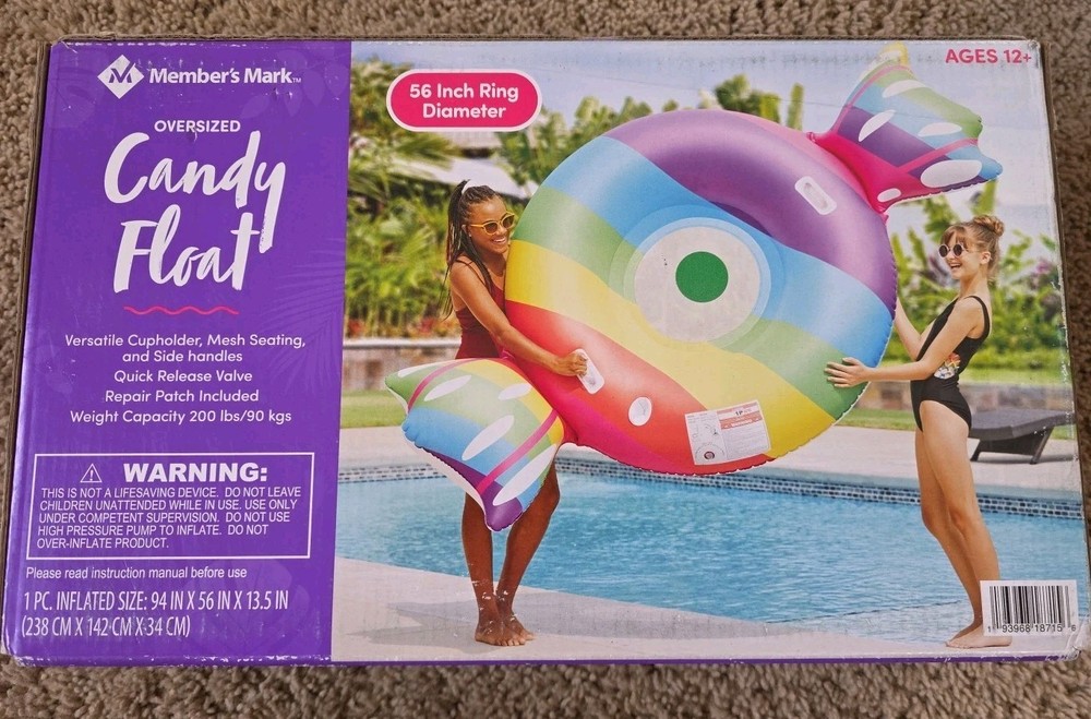 Member's Mark Oversized Candy Inflatable Pool Float. Swimming summer fun pools