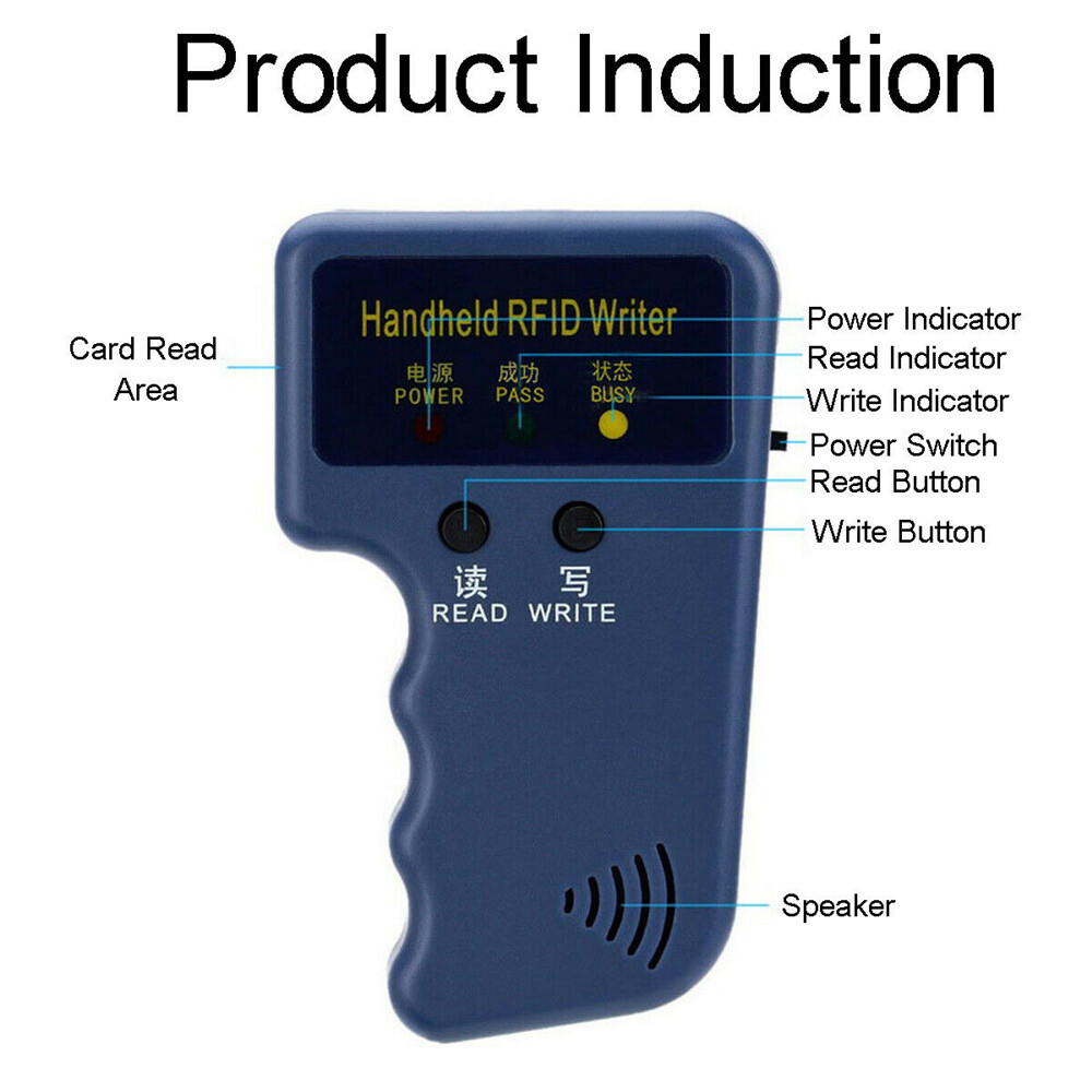 Handheld 125KHz RFID Duplicator Key Copier Reader Writer ID Card Cloner + 5 Keys