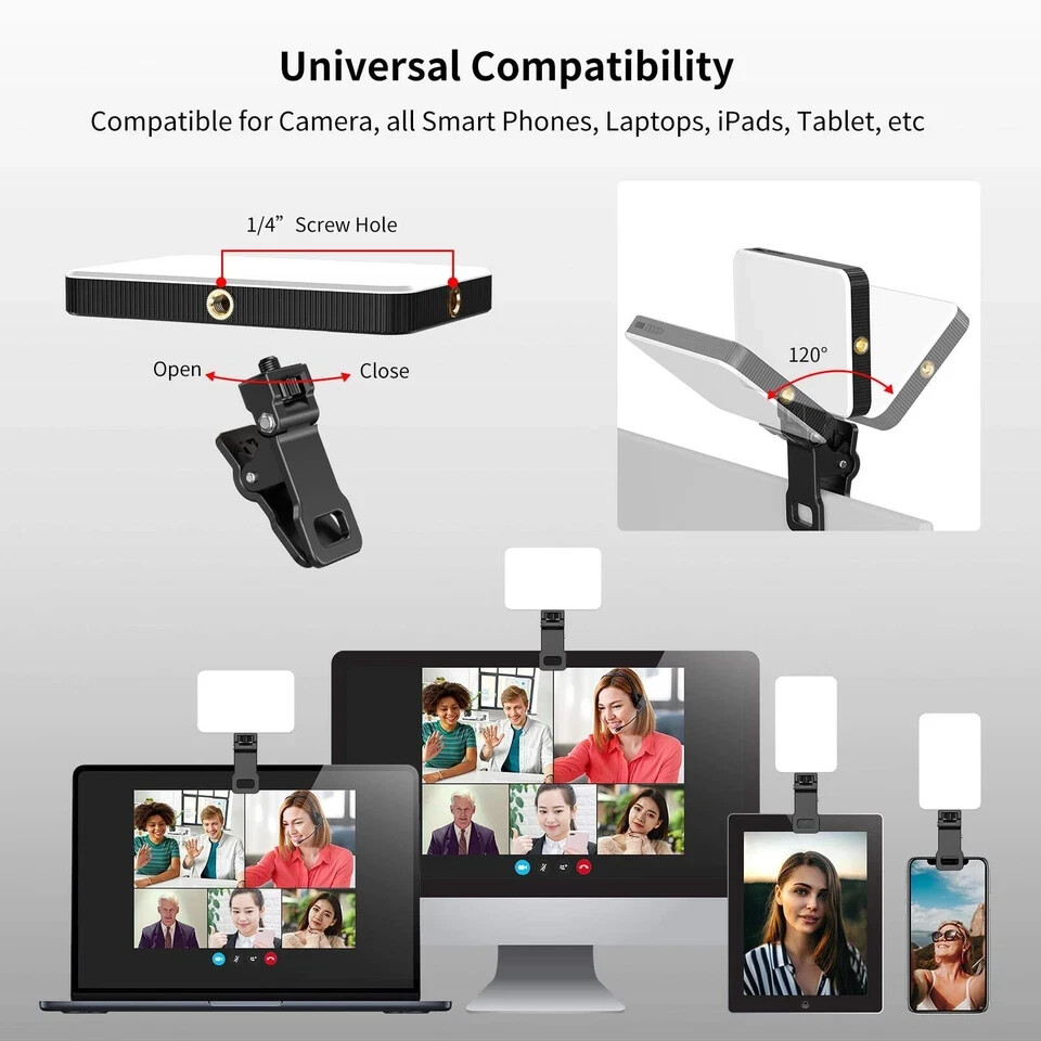Rechargeable Selfie Light,3 Modes,Smart Sensor, 2000mAh,Clip-on for Phone/Camera