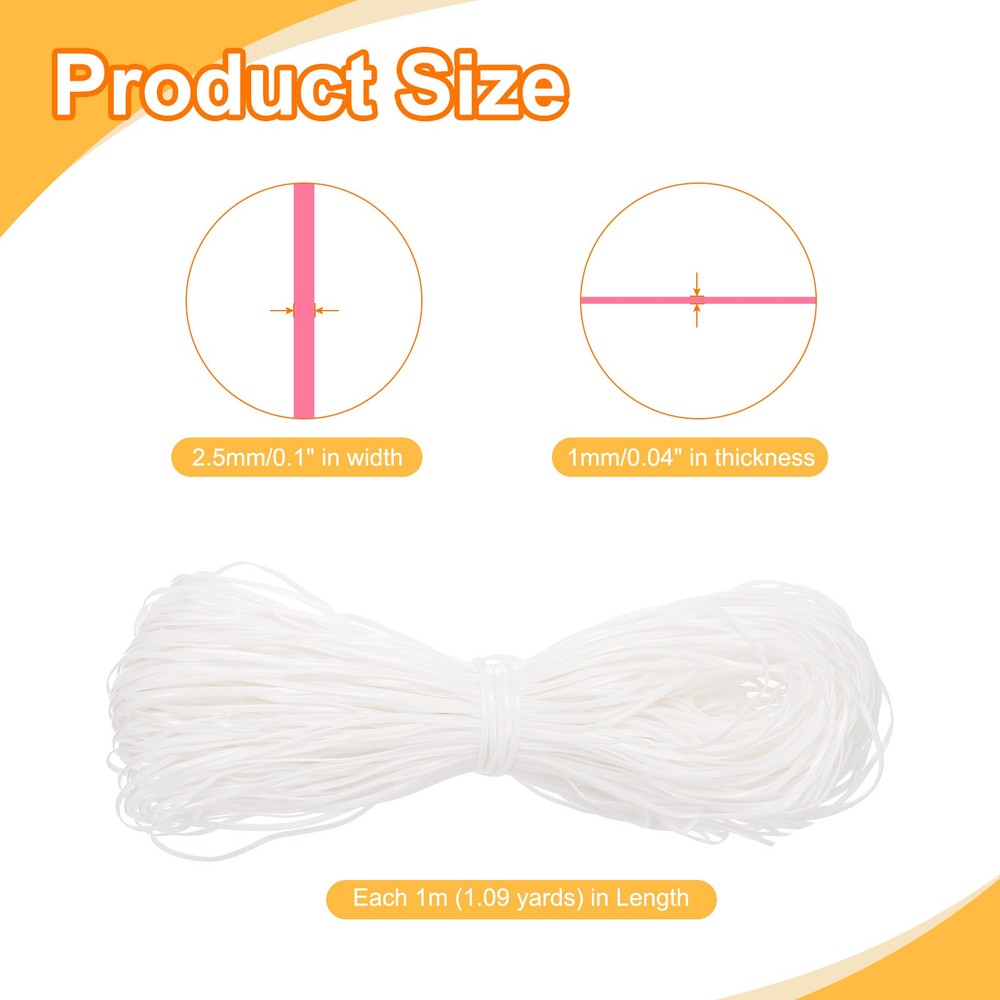 100pcs Plastic Landyard String, 1m Gimp Boondoggle Cord for Crafts, White