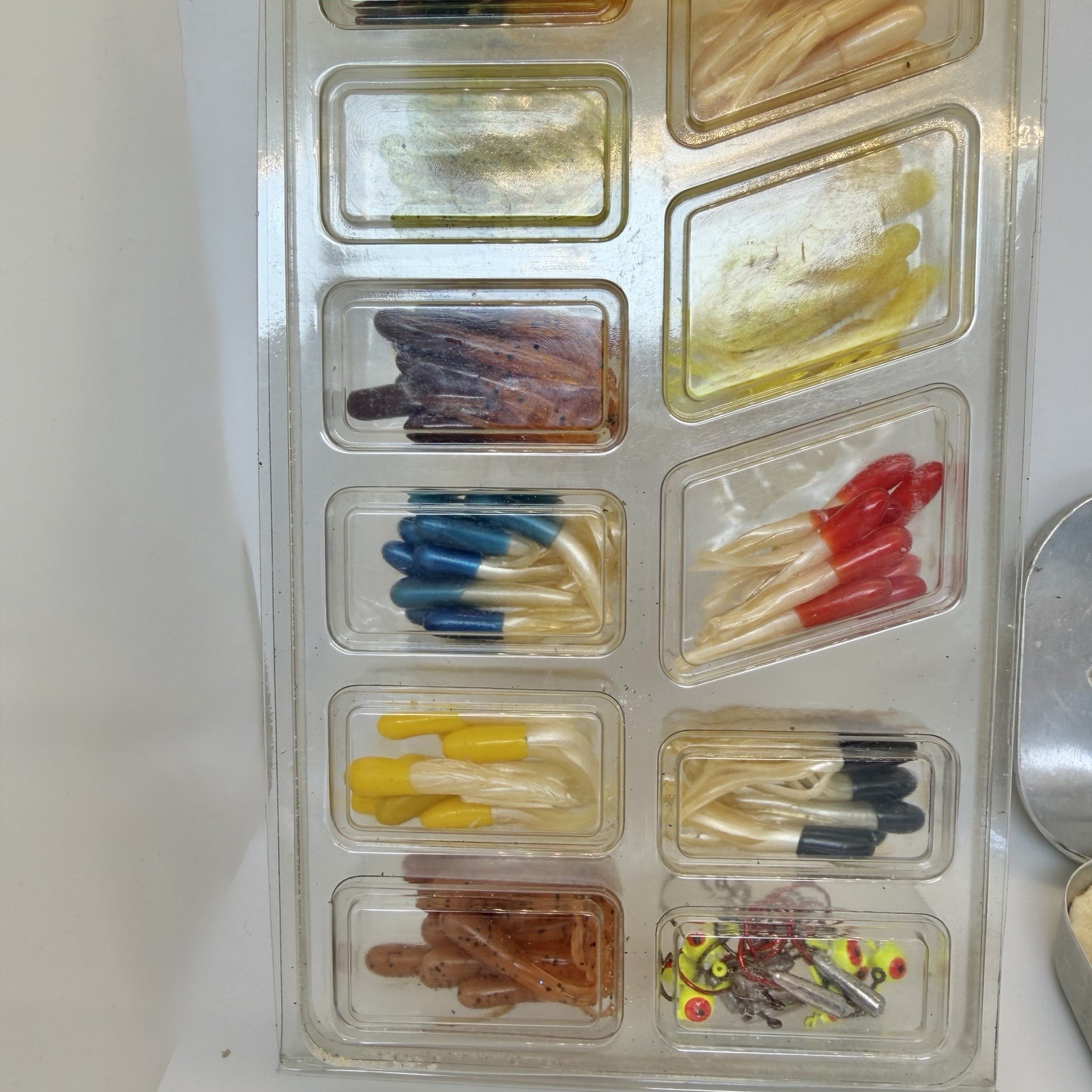 Vintage Fishing Lure Lot Soft Plastics Jigs Pocket Tackle Box Capt Micks Bass