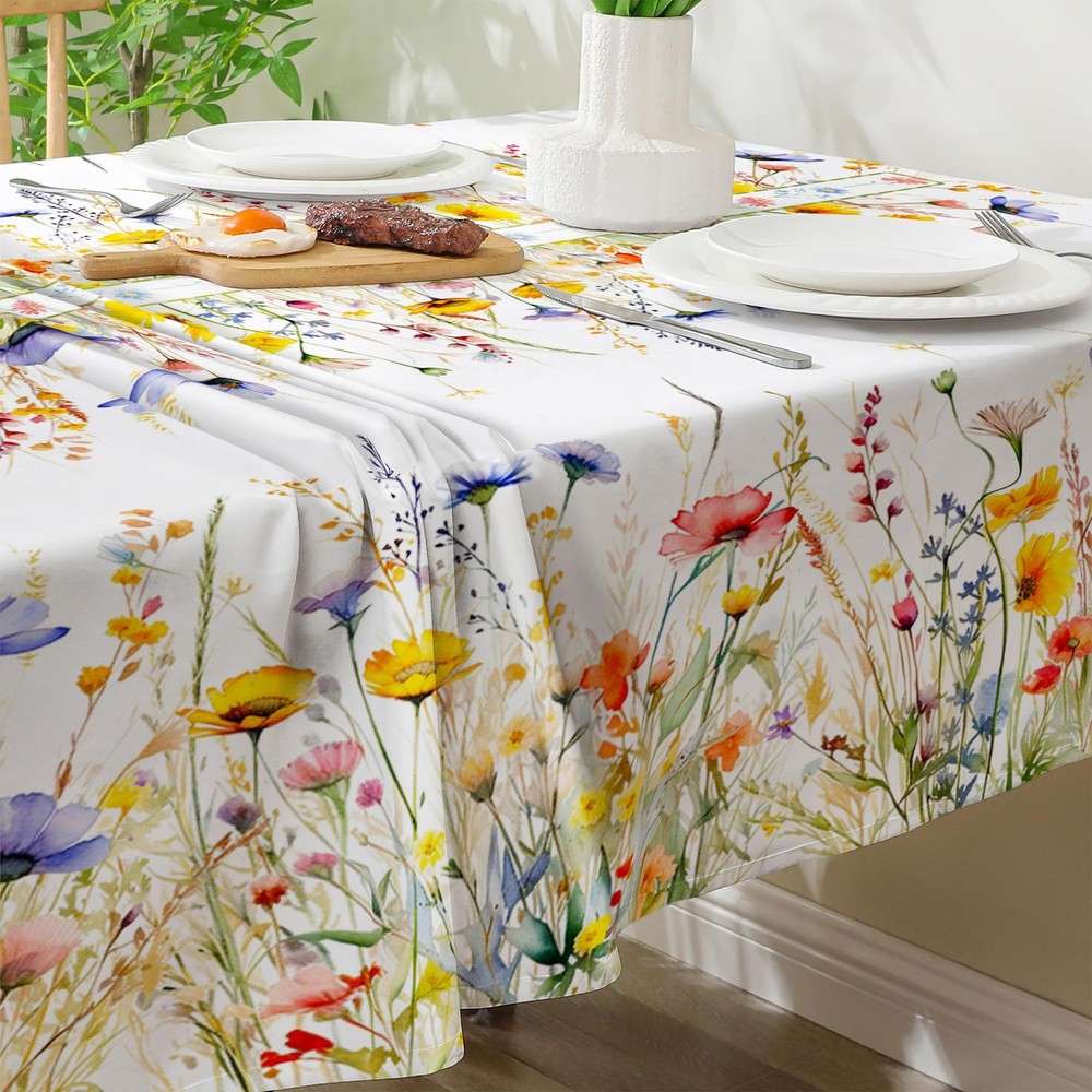 Spring Tablecloth 60x84 Inch for Rectangle Tables - Blooming Flower Spring De...