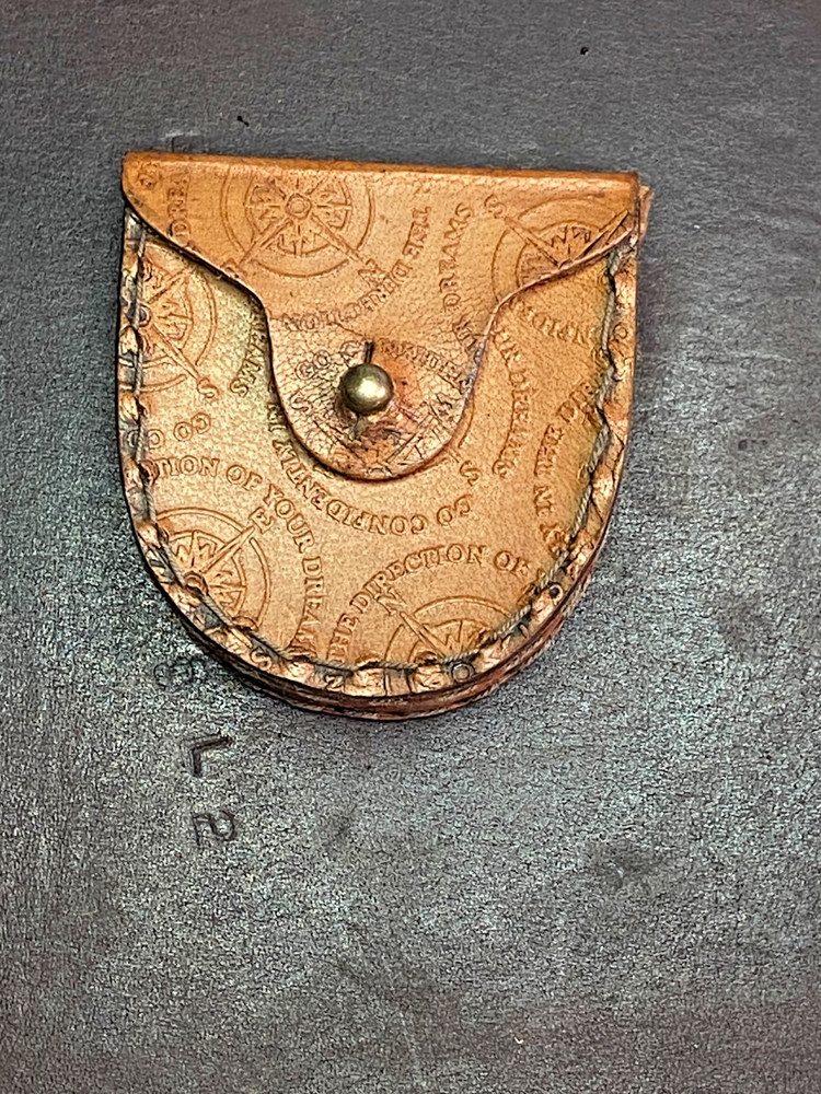 Vintage Brass Compass With Leather Case