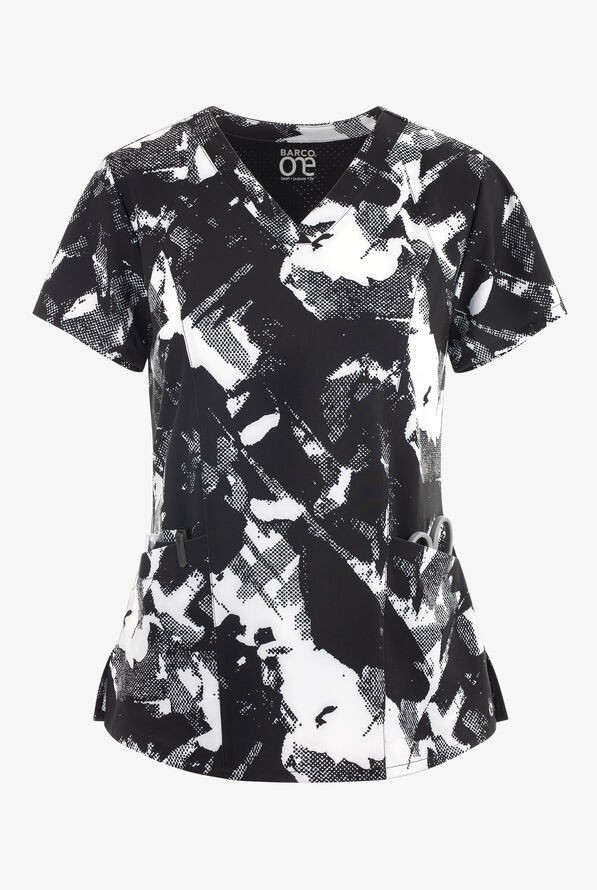 BARCO ONE WOMENS SPANDEX STRECTH 4 POCKET PRINT TOP ARTIST TOUCH ALL SIZES NWT