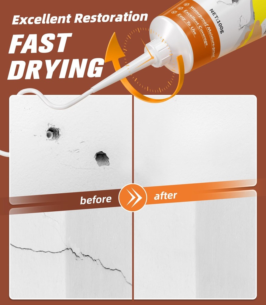 Drywall Repair Kit,Wall Patch Repair Kit,2 Pack Wall Patching Agent,Simple Fi...