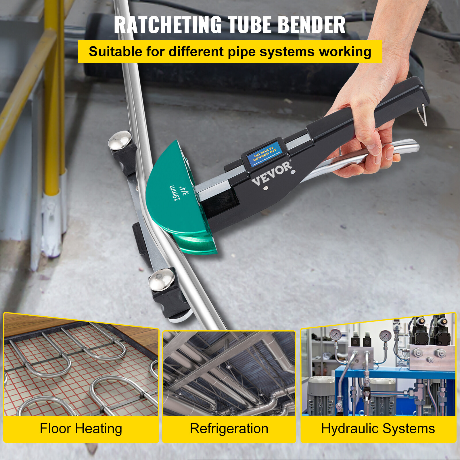 VEVOR Copper Pipe Bender Ratchet Tube Bender Set 7 Dies 1/4" to 7/8"