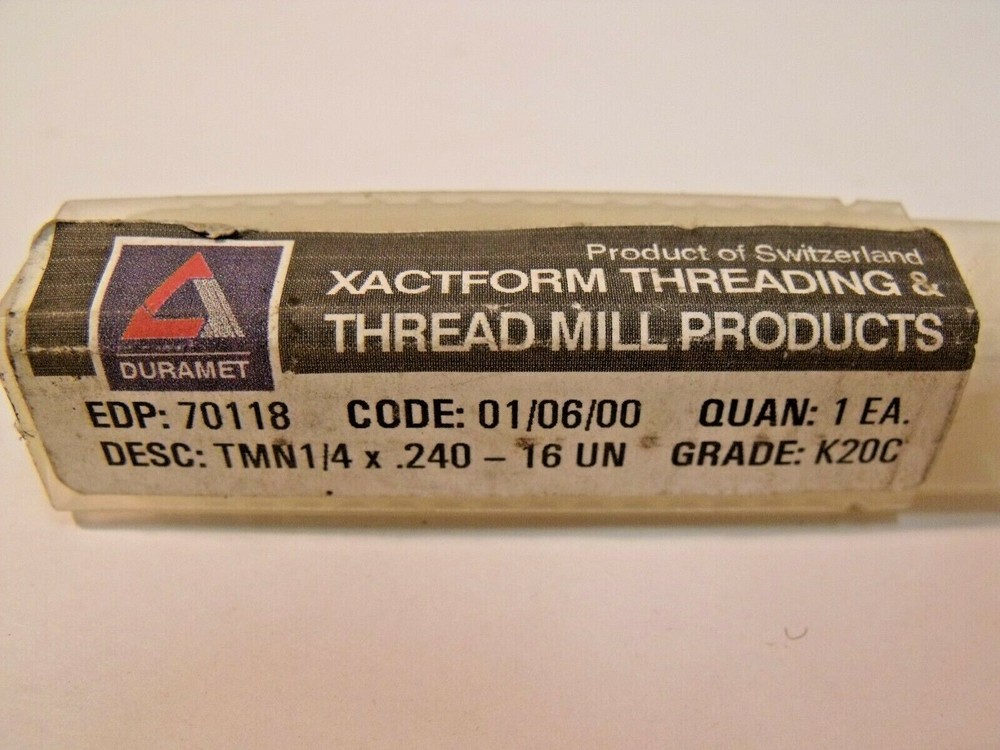 NIB Duramet / Xactform 70118 Solid Carbide Thread Mill: 3/8" - 16 UN, K20C