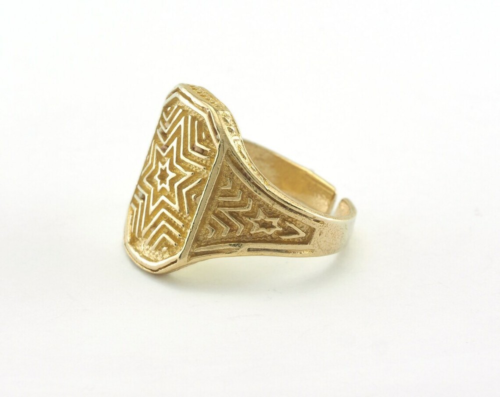 Star Ring Textured Adjustable Ring Raw Brass (20mm 10US inner size) 2242