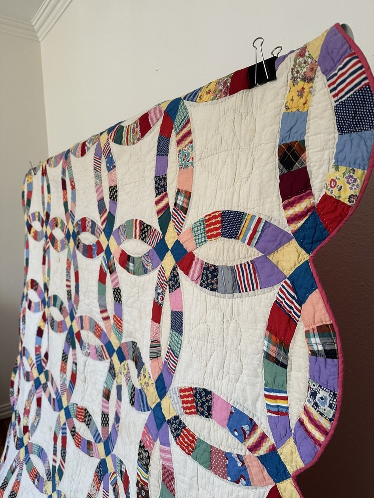 Antique Early Patchwork Pattern Wedding Ring Quilt