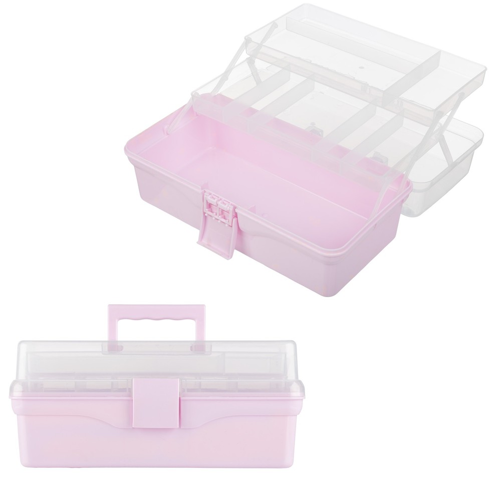 14” Plastic Tackle Box 3-Layer Sewing Box, Art Caddy, Craft Storage