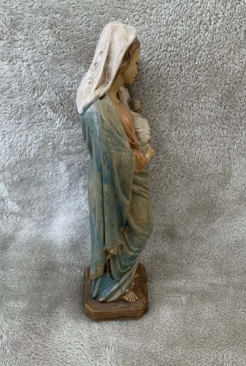 Vintage Malsiner Italy Madonna & Child Figurine Virgin Mary & Baby Jesus 9.5"