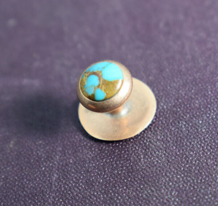 10 Kt Rose Gold Turquoise Antique Stud Button