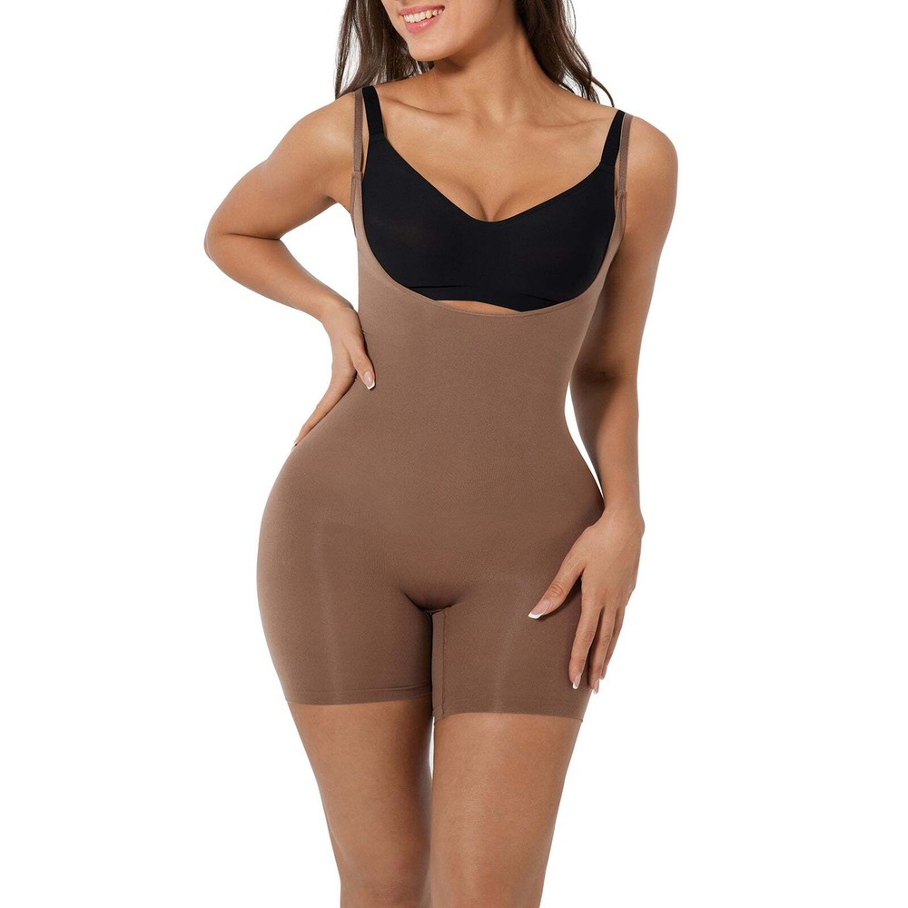 Seamless Sculpting Open Bust Shaper - Brown