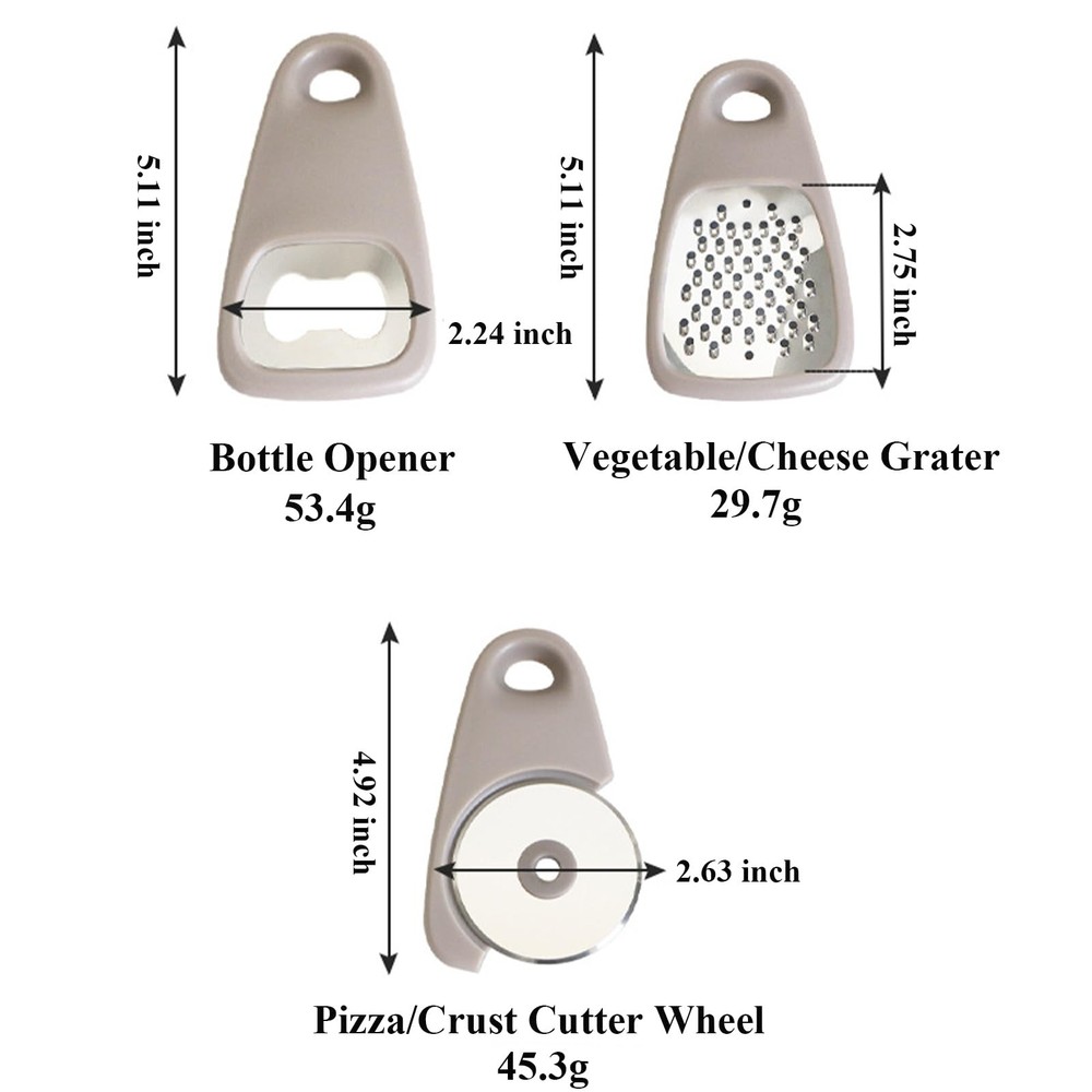 Kitchen Gadgets Set 5 Pieces, Space Saving Cooking Tools Khaki