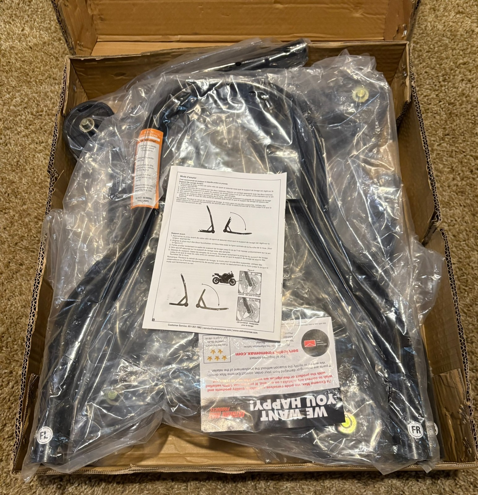 Extreme Max Sport Bike Motorcycle Lift Stand Front + Rear Spool-Style Black