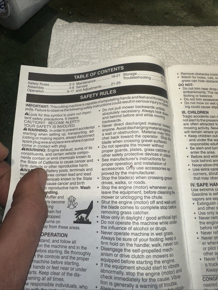 Toro 2004Walk Behind Lawn Mower Owners Manual