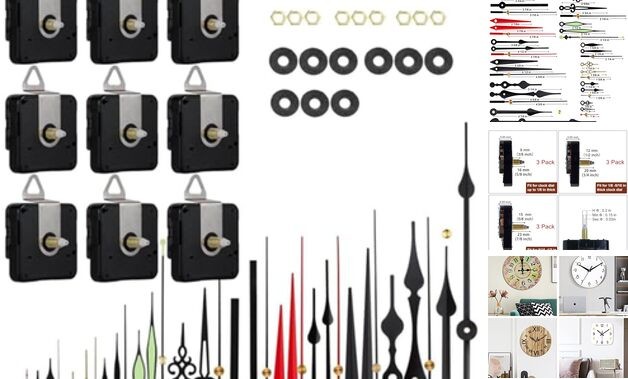 9 Pieces Clock Mechanism Replacement Kit with 12 Pack Clock Hands, Silent