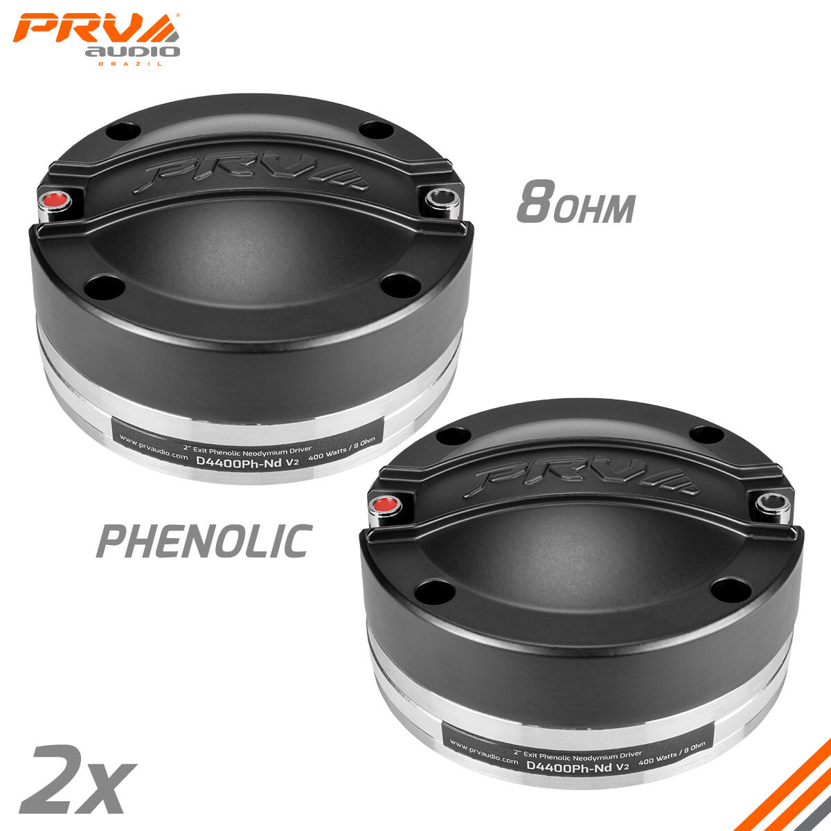 2x PRV Audio Driver 2" Midrange Phenolic D4400Ph-Nd v2 PRO Audio 800 Watts