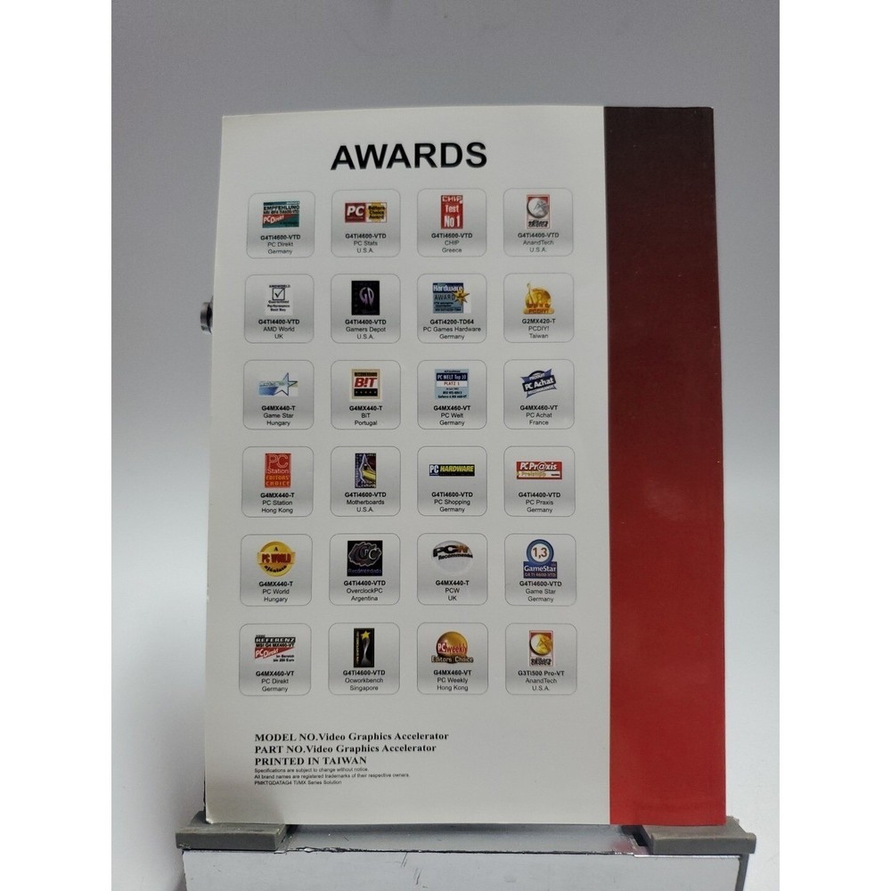 Vintage NVIDIA GeForce4 Ti MX Video Graphics Accelerator Quick User Guide Manual